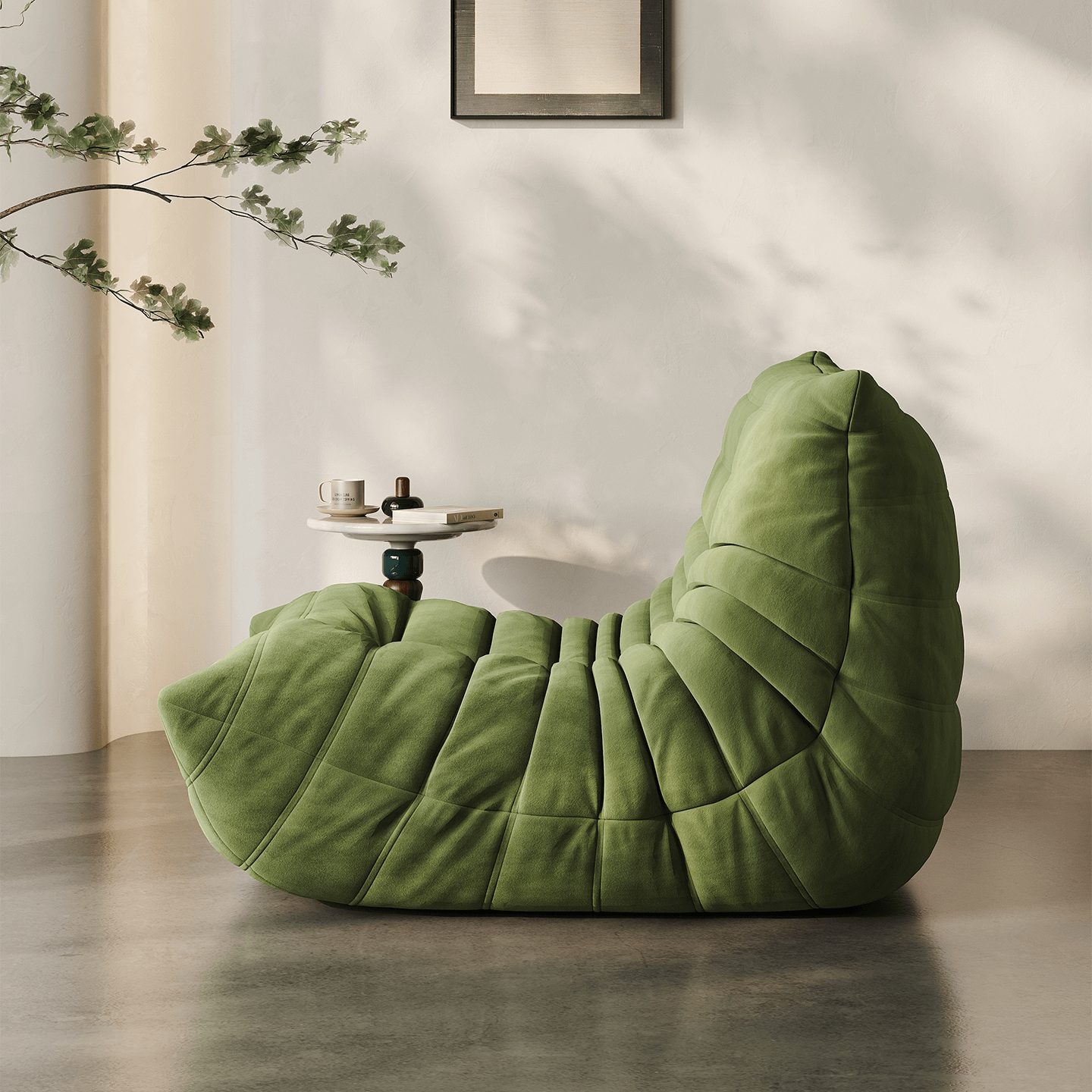 Nordic Lazy Caterpillar Chair with Milk Velvet Upholstery