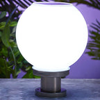 Nordic Metal Solar Outdoor Table Lamp – Round Glass Globe Light