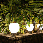 Nordic Metal Solar Outdoor Table Lamp – Round Glass Globe Light