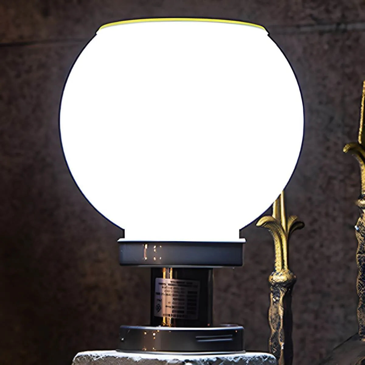 Nordic Metal Solar Outdoor Table Lamp – Round Glass Globe Light