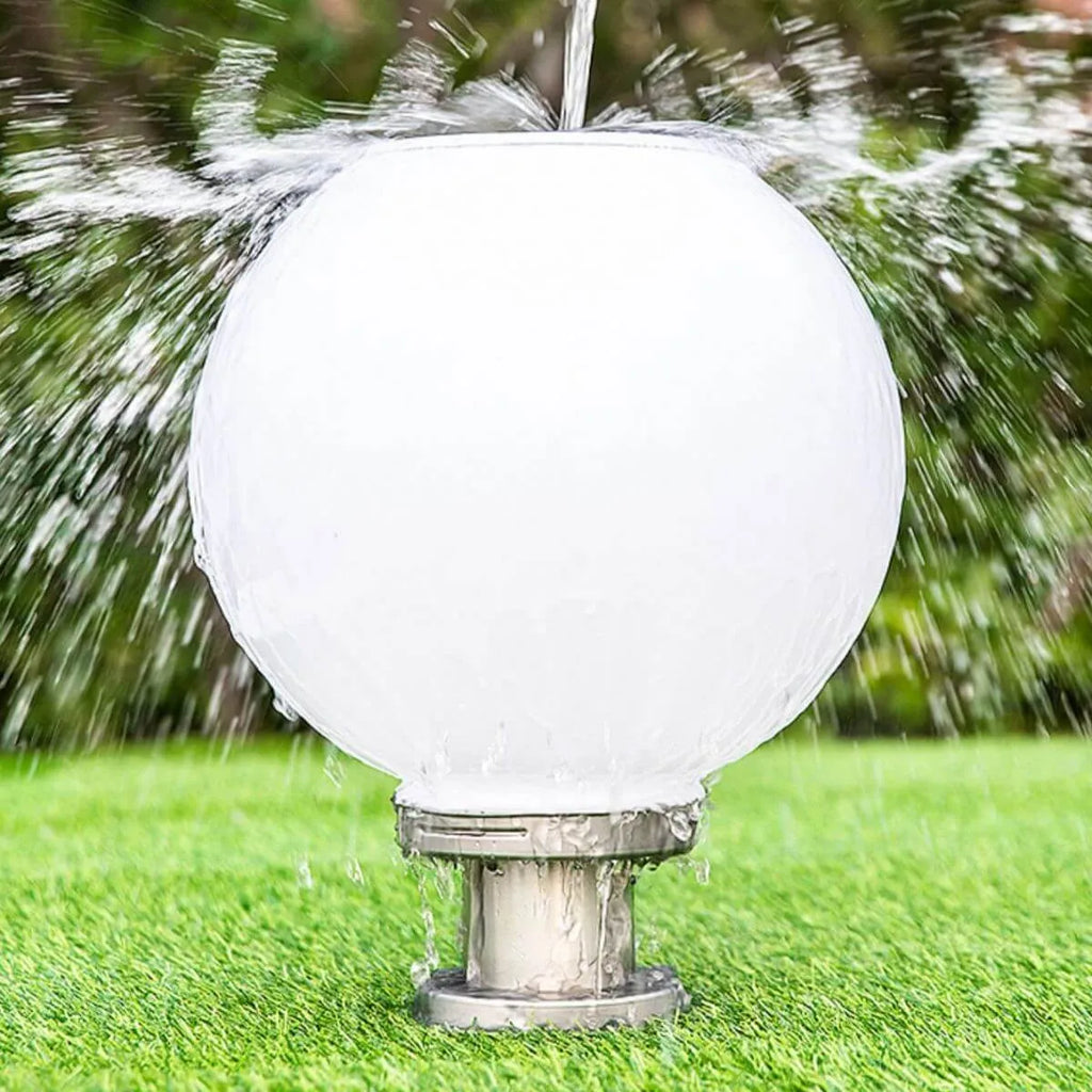 Nordic Metal Solar Outdoor Table Lamp – Round Glass Globe Light