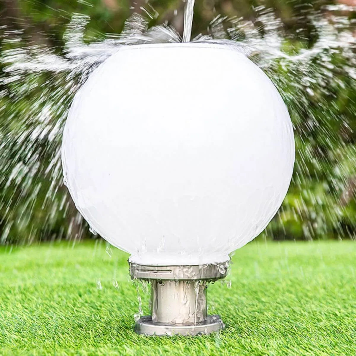 Nordic Metal Solar Outdoor Table Lamp – Round Glass Globe Light