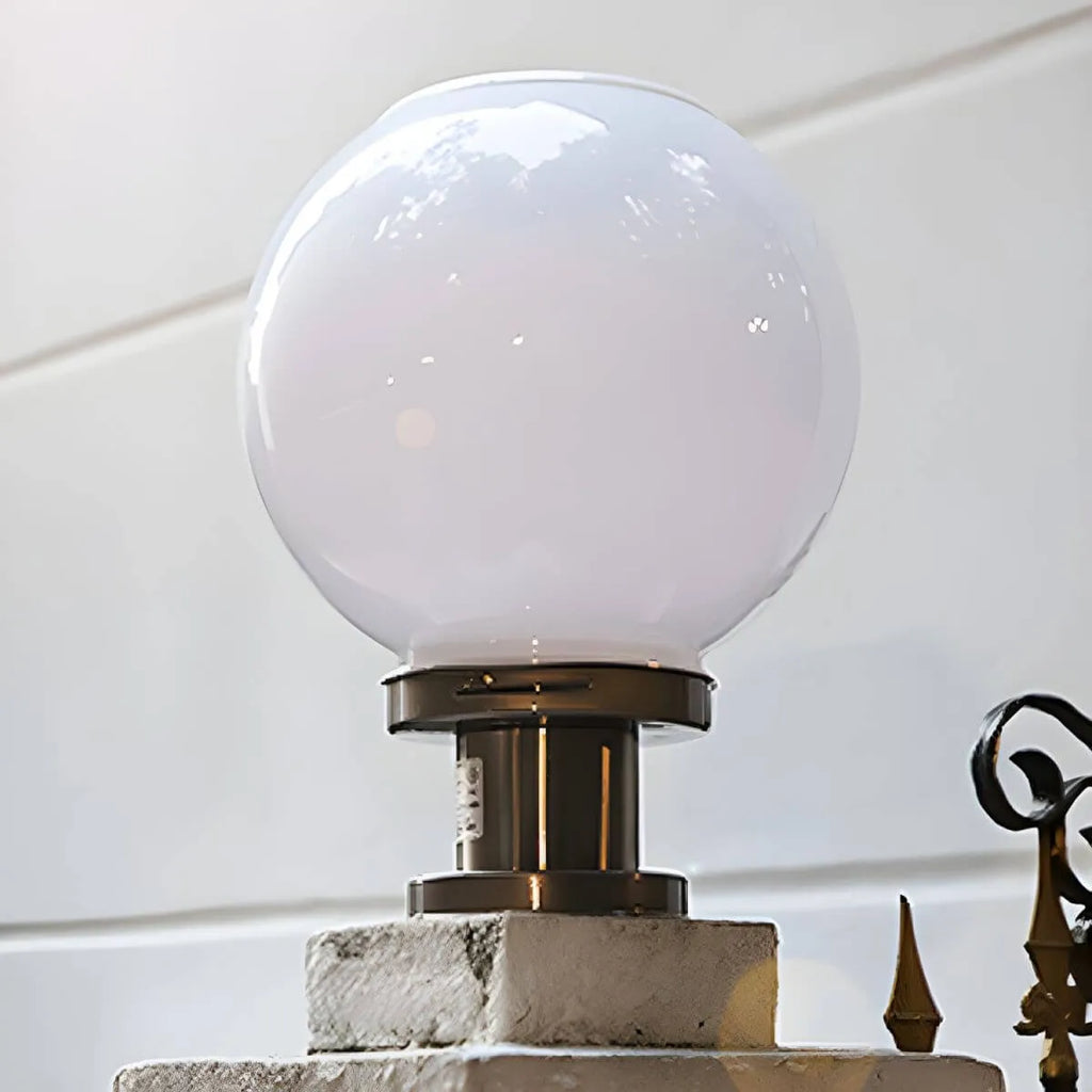 Nordic Metal Solar Outdoor Table Lamp – Round Glass Globe Light