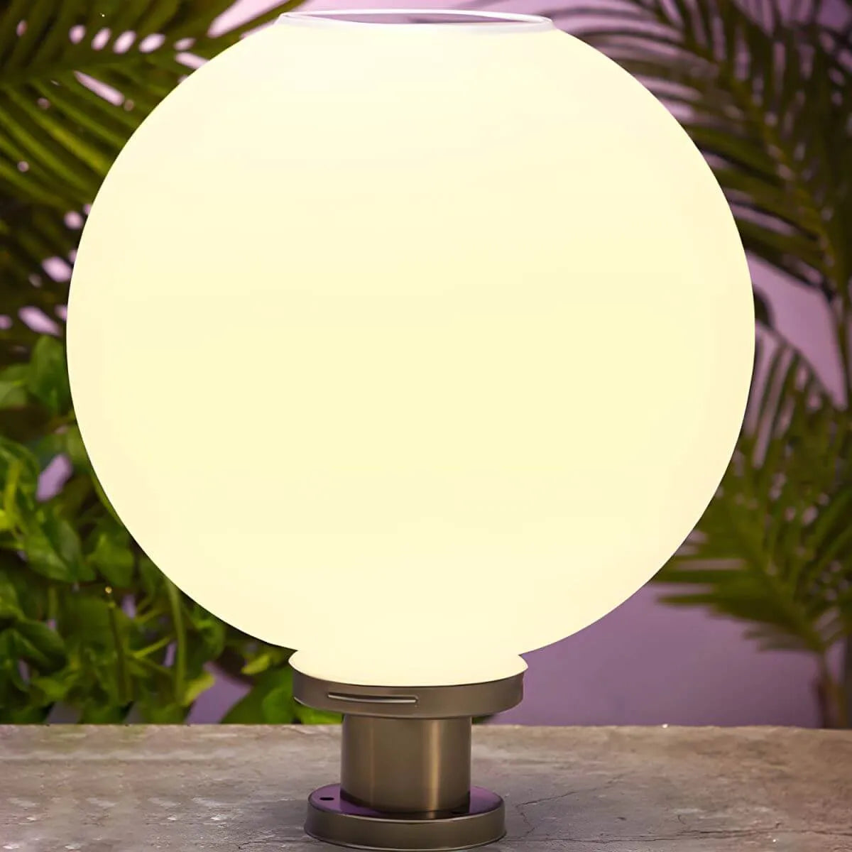 Nordic Metal Solar Outdoor Table Lamp – Round Glass Globe Light