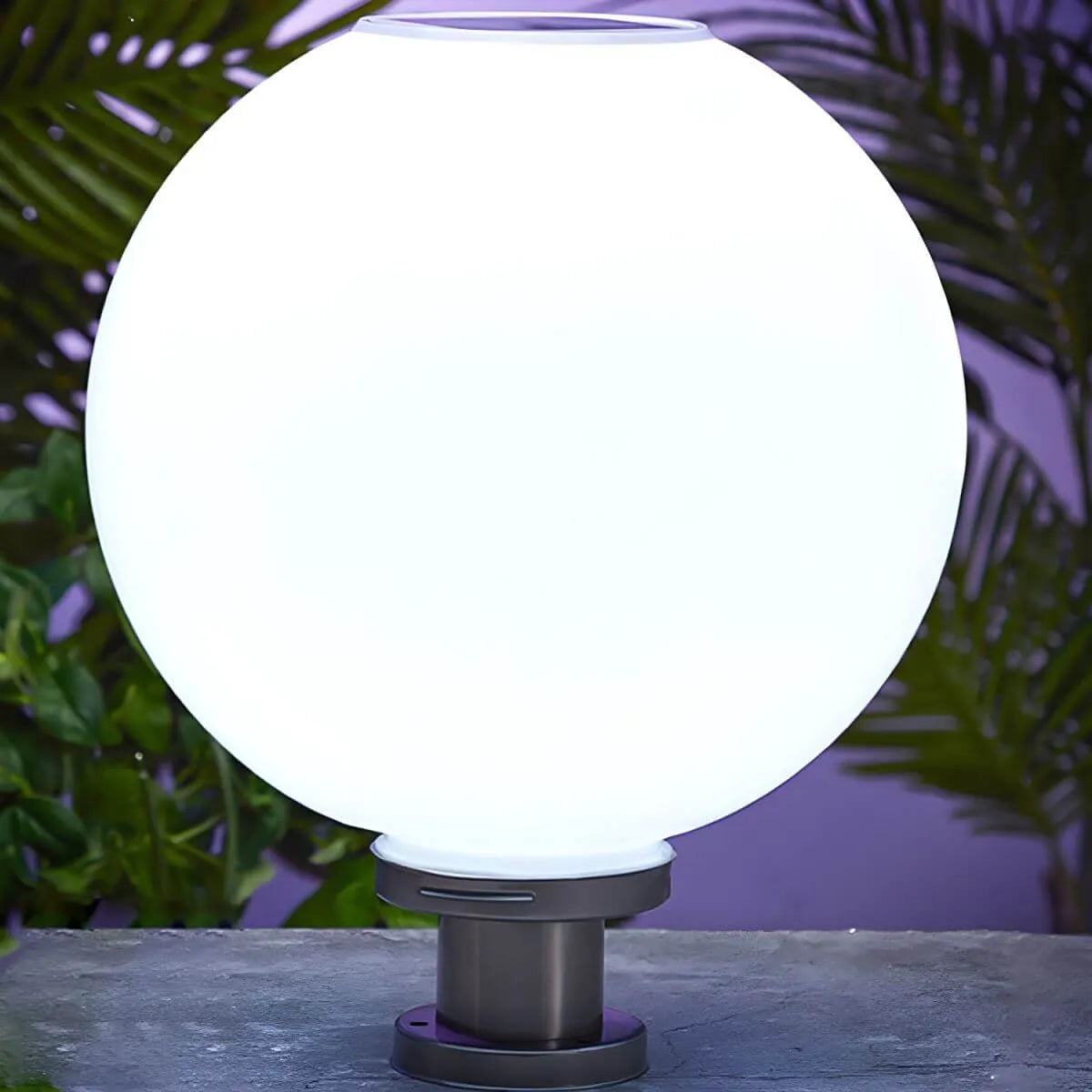 Nordic Metal Solar Outdoor Table Lamp – Round Glass Globe Light