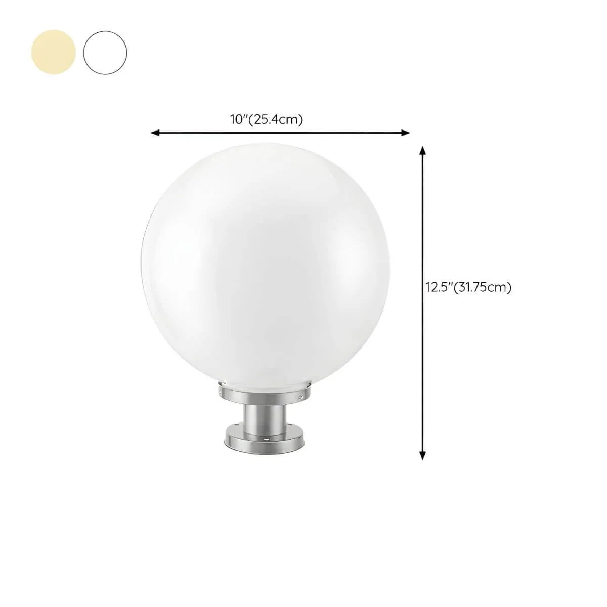 Nordic Metal Solar Outdoor Table Lamp – Round Glass Globe Light Dimensions