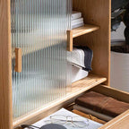 Nordic Natural Oakwood Sideboard with Glass Sliding Doors
