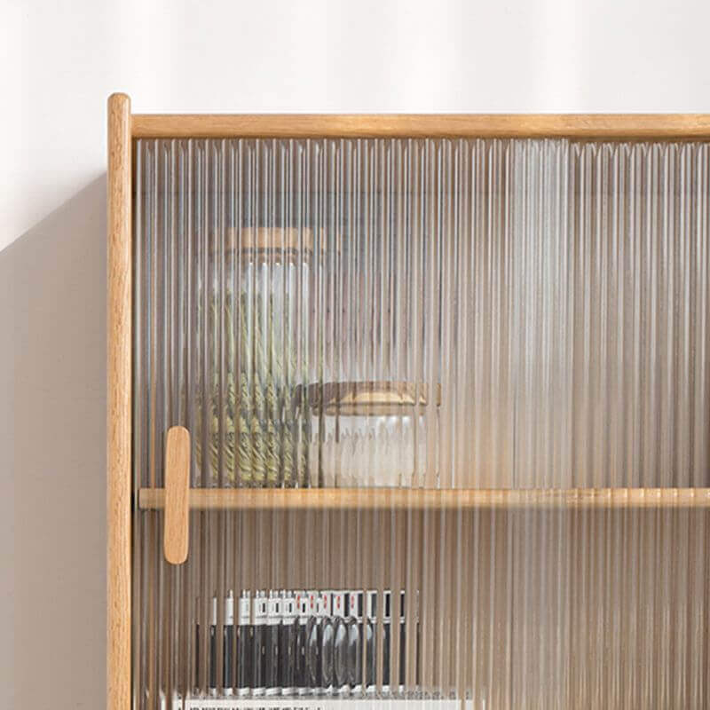 Nordic Natural Oakwood Sideboard with Glass Sliding Doors