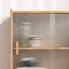 Nordic Natural Oakwood Sideboard with Glass Sliding Doors