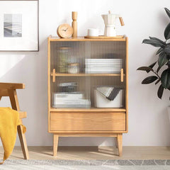 Nordic Natural Oakwood Sideboard with Glass Sliding Doors