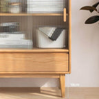 Nordic Natural Oakwood Sideboard with Glass Sliding Doors