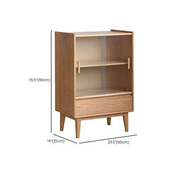 Nordic Natural Oakwood Sideboard with Glass Sliding Doors