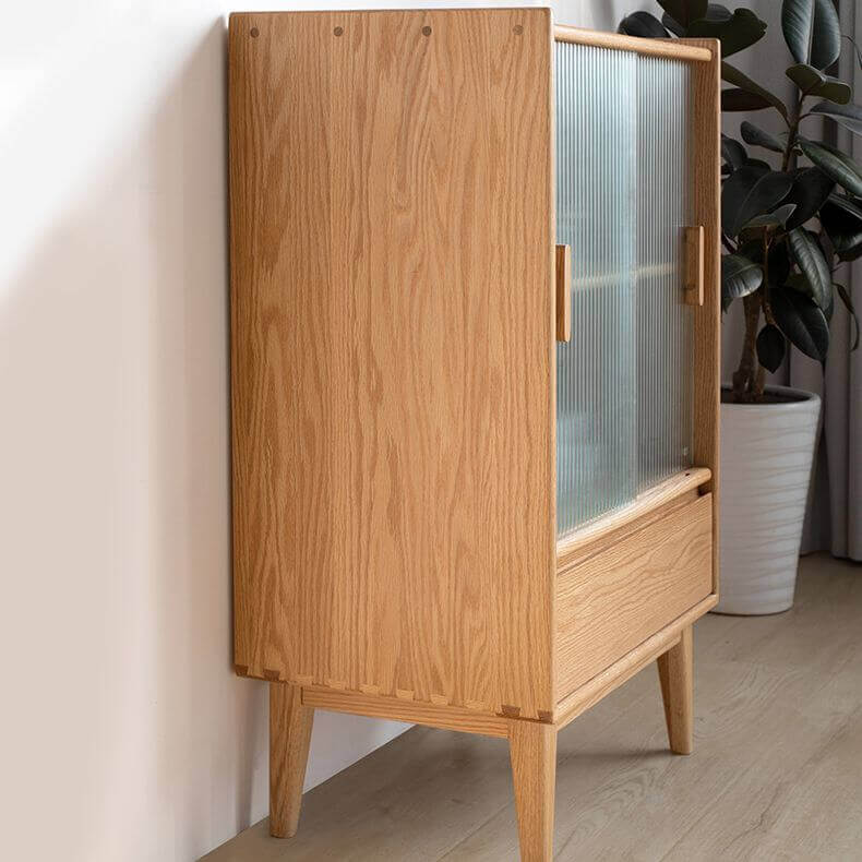 Nordic Natural Oakwood Sideboard with Glass Sliding Doors
