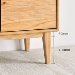 Nordic Oak Wood Sideboard With Glass Doors & Drawers