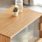 Nordic Oak Wood Sideboard With Glass Doors & Drawers