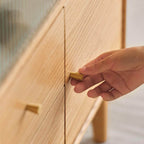 Nordic Oak Wood Sideboard With Glass Doors & Drawers