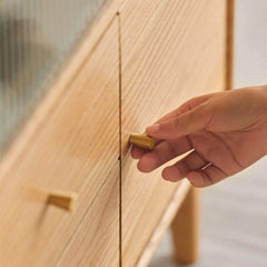 Nordic Oak Wood Sideboard With Glass Doors & Drawers