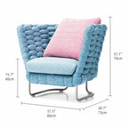 Nordic Outdoor Aluminum Sofa Set with Colorful Woven Design, 3-Piece Patio Lounge Furniture Set Dimensions