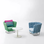 Nordic Outdoor Aluminum Sofa Set with Colorful Woven Design, 3-Piece Patio Lounge Furniture Set