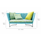 Nordic Outdoor Aluminum Sofa Set with Colorful Woven Design, 3-Piece Patio Lounge Furniture Set Dimensions
