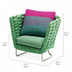Nordic Outdoor Aluminum Sofa Set with Colorful Woven Design, 3-Piece Patio Lounge Furniture Set Dimensions