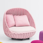Nordic Outdoor Aluminum Sofa Set with Colorful Woven Design, 3-Piece Patio Lounge Furniture Set