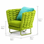 Nordic Outdoor Aluminum Sofa Set with Colorful Woven Design, 3-Piece Patio Lounge Furniture Set Dimensions