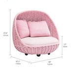 Nordic Outdoor Aluminum Sofa Set with Colorful Woven Design, 3-Piece Patio Lounge Furniture Set Dimensions