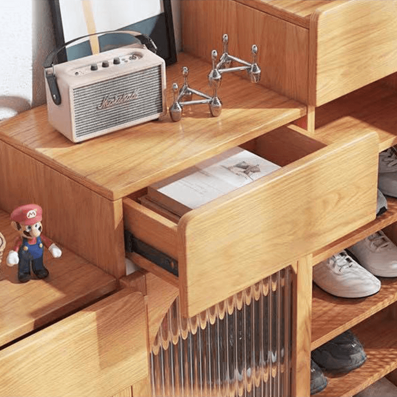 Nordic Rattan Shoe Cabinet with Shelves - Elegant Storage