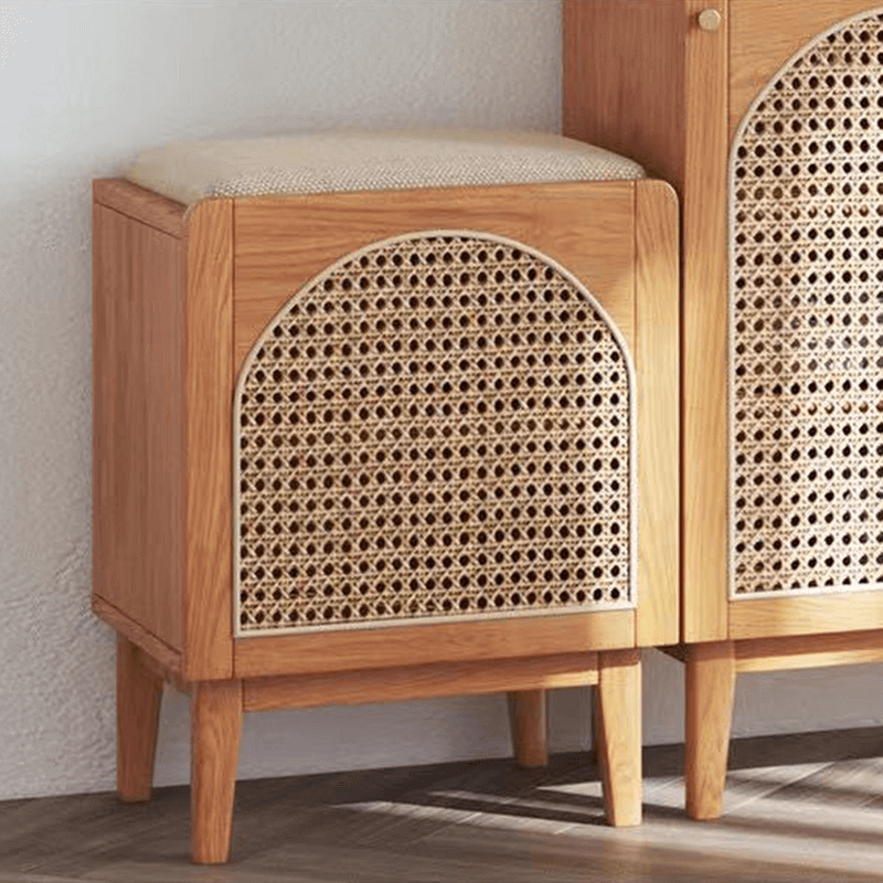 Nordic Rattan Shoe Cabinet with Shelves - Elegant Storage