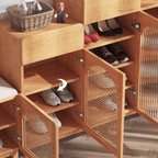 Nordic Rattan Shoe Cabinet with Shelves - Elegant Storage