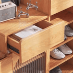 Nordic Rattan Shoe Cabinet with Shelves - Elegant Storage