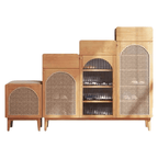 Nordic Rattan Shoe Cabinet with Shelves - Elegant Storage