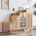 Nordic Rattan Shoe Cabinet with Shelves - Elegant Storage