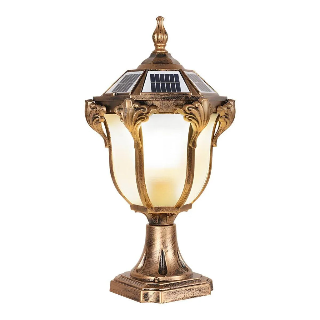 Nordic Solar Outdoor Table Lamp with LED – Black & Bronze Metal