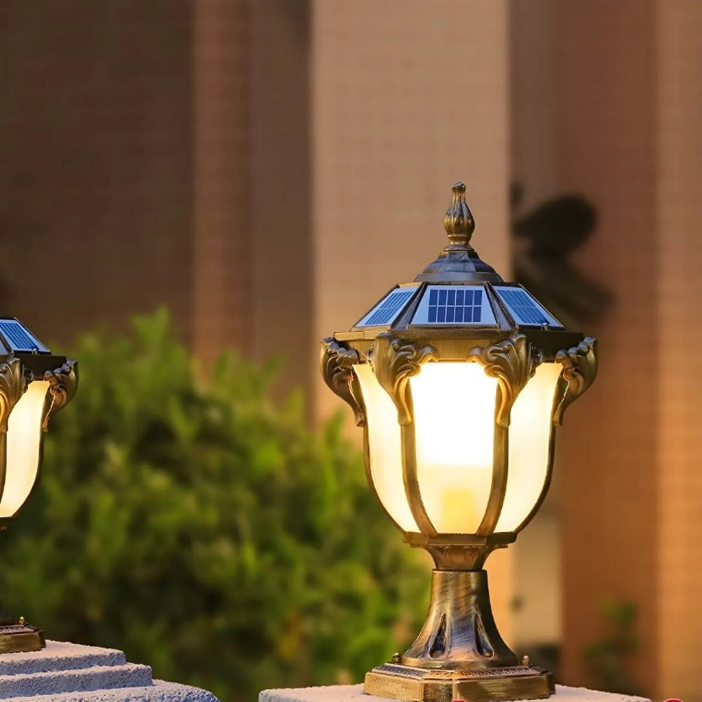 Nordic Solar Outdoor Table Lamp with LED – Black & Bronze Metal