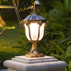 Nordic Solar Outdoor Table Lamp with LED – Black & Bronze Metal