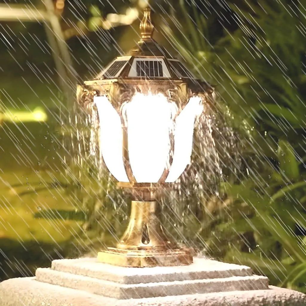Nordic Solar Outdoor Table Lamp with LED – Black & Bronze Metal