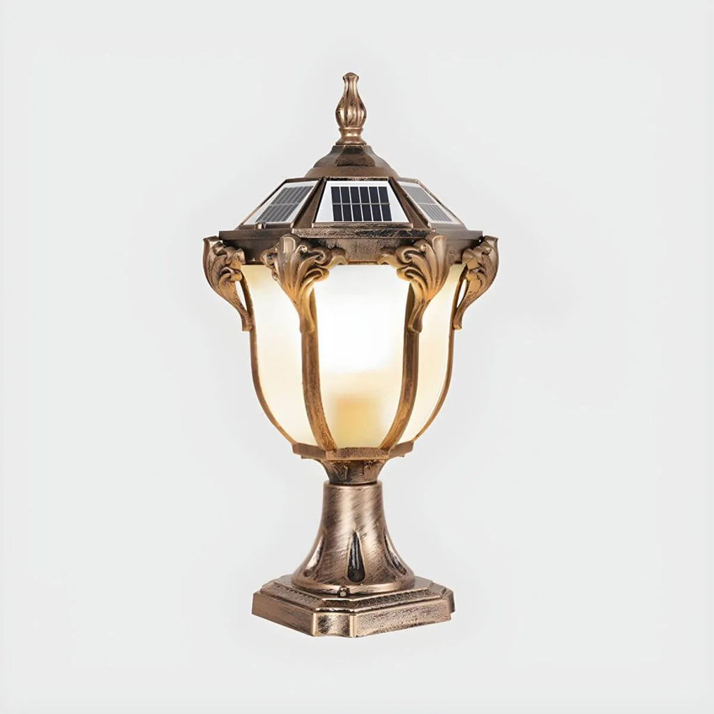 Nordic Solar Outdoor Table Lamp with LED – Black & Bronze Metal