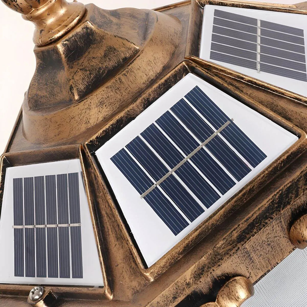 Nordic Solar Outdoor Table Lamp with LED – Black & Bronze Metal