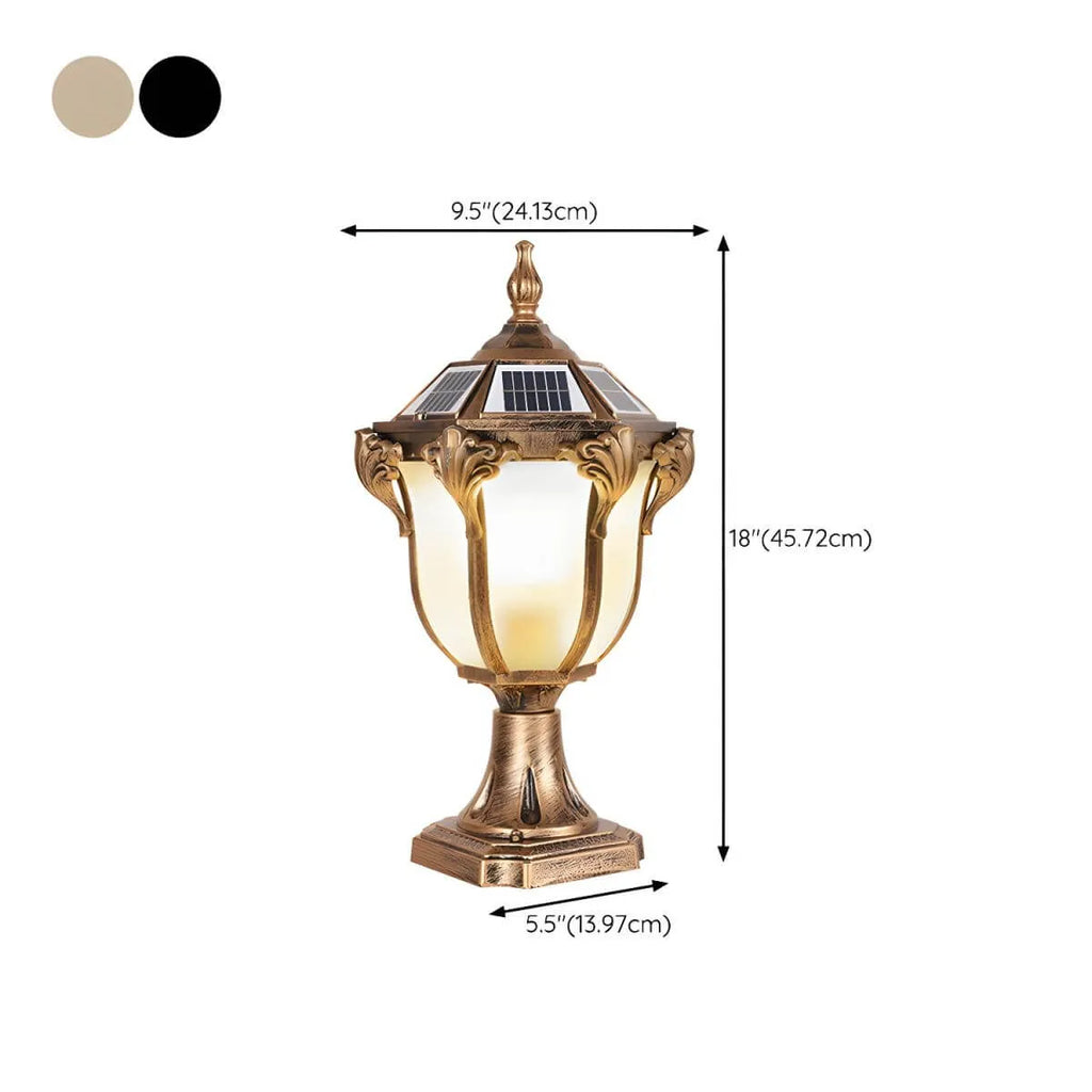 Nordic Solar Outdoor Table Lamp with LED – Black & Bronze Metal Dimensions
