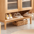 Nordic Solid-Wood Shoe Cabinet With Glass Doors