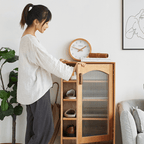 Nordic Solid-Wood Shoe Cabinet With Glass Doors