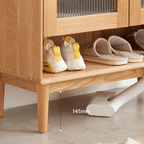 Nordic Solid-Wood Shoe Cabinet With Glass Doors