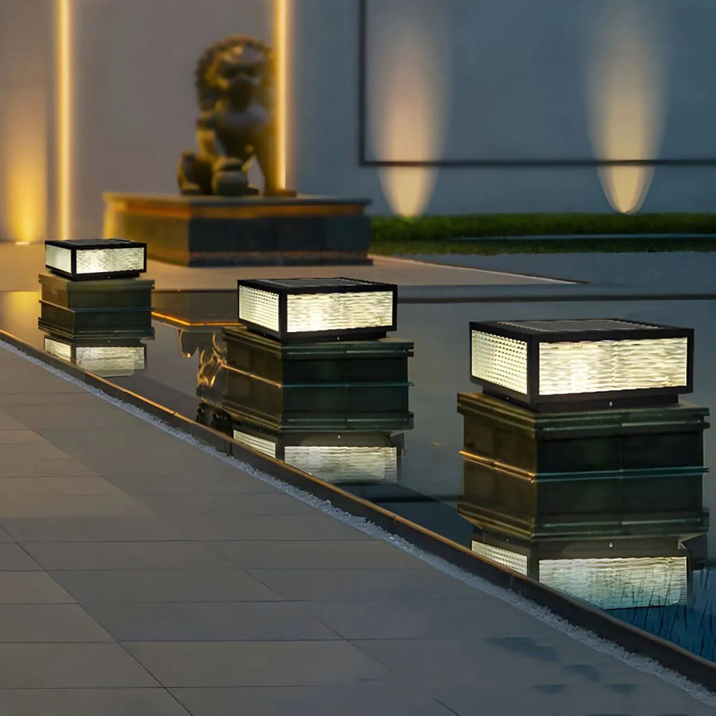 Nordic Square Solar Table Lamp – Black Metal Outdoor Lighting