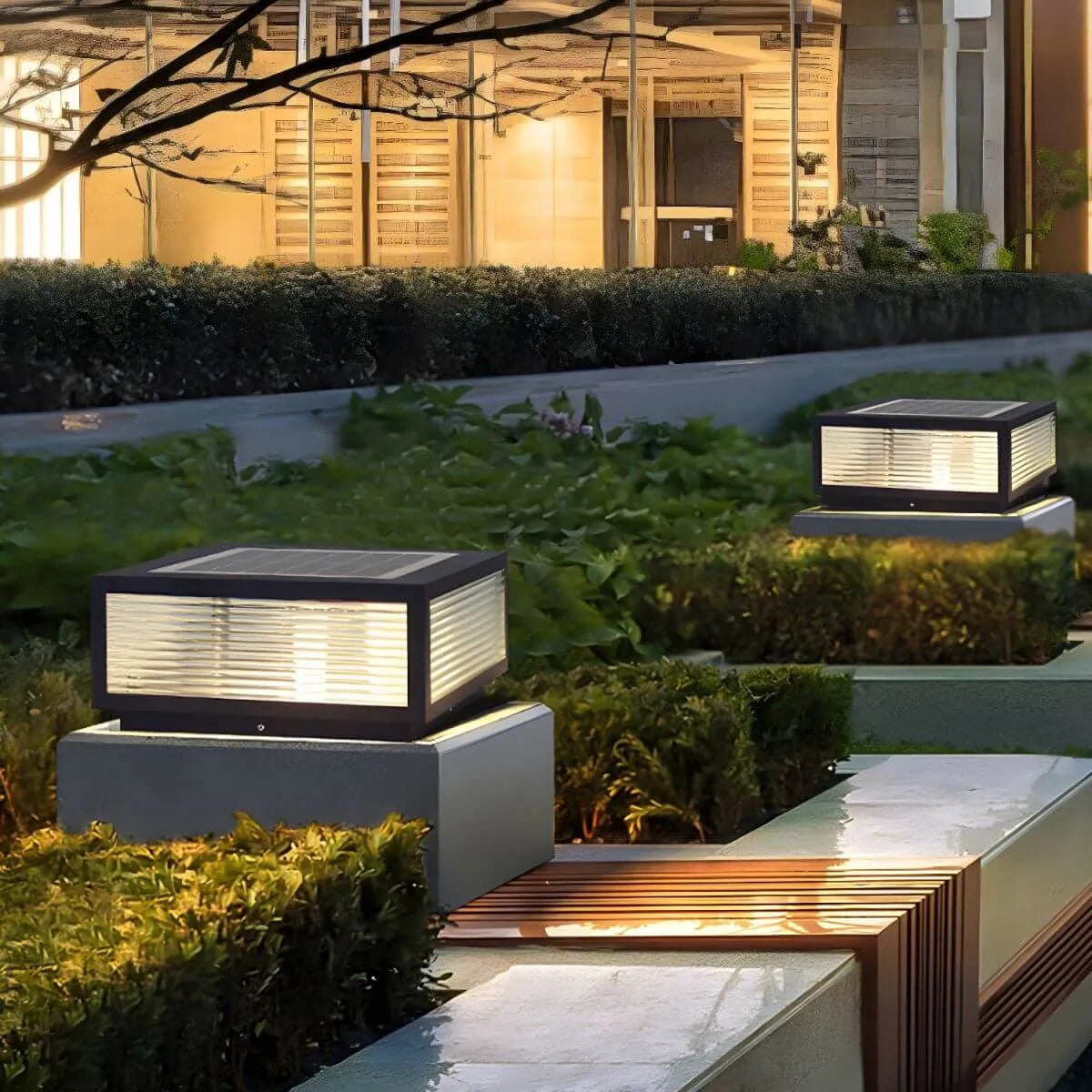 Nordic Square Solar Table Lamp – Black Metal Outdoor Lighting
