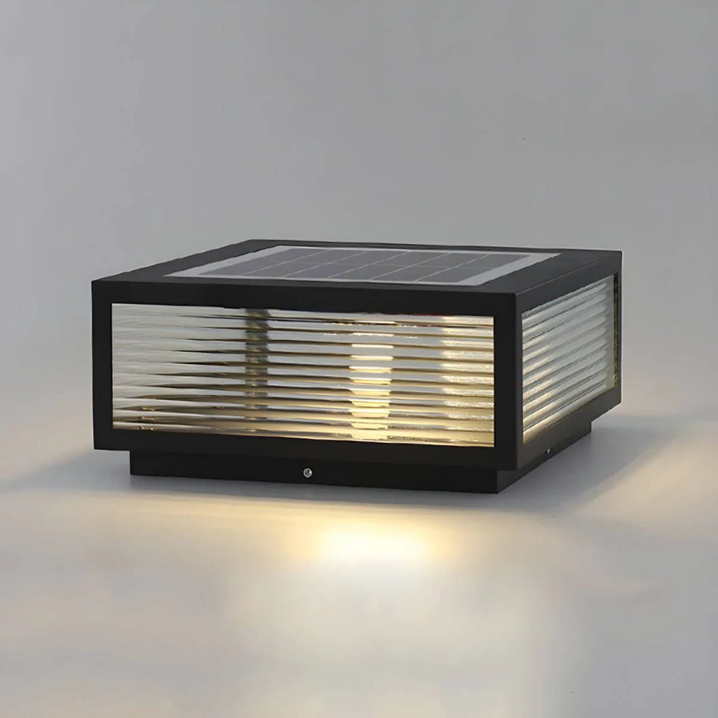 Nordic Square Solar Table Lamp – Black Metal Outdoor Lighting