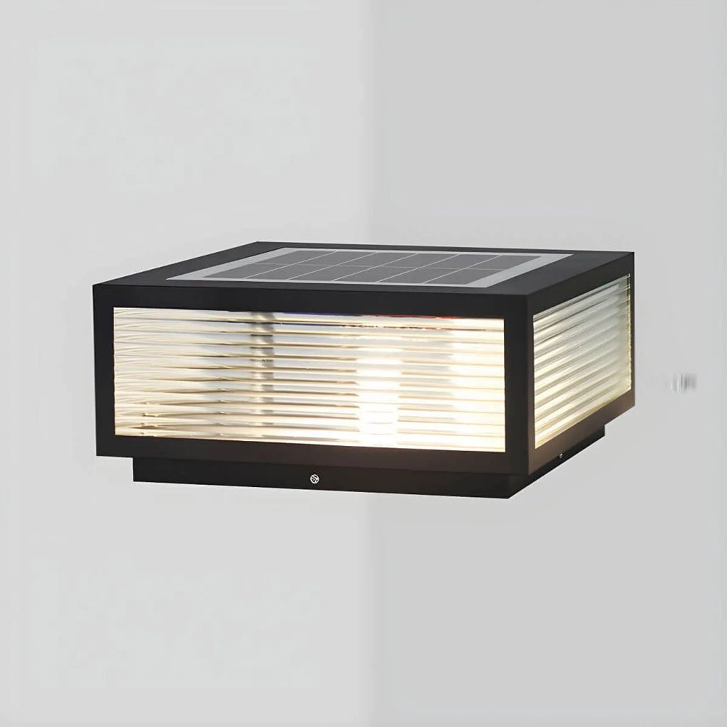 Nordic Square Solar Table Lamp – Black Metal Outdoor Lighting