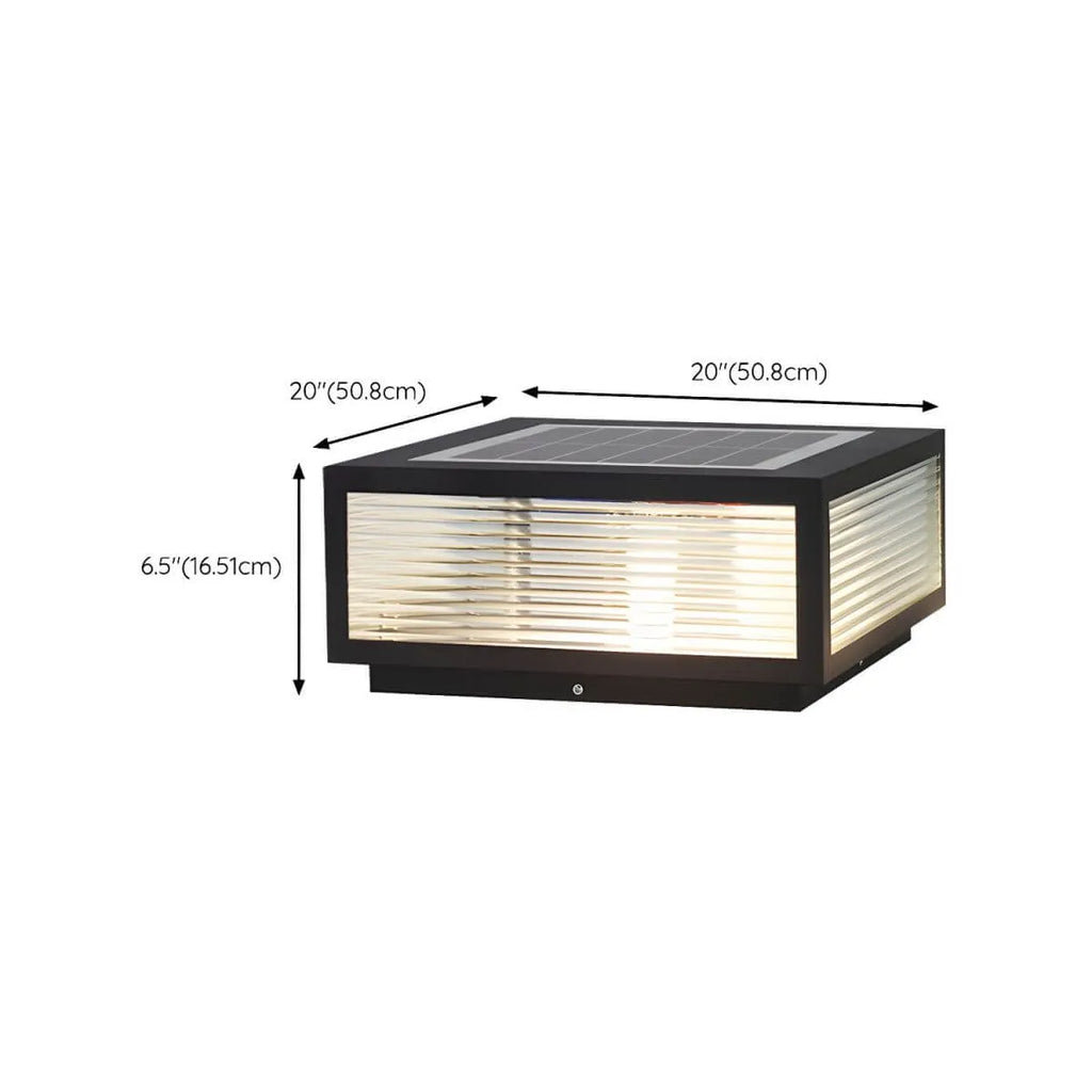 Nordic Square Solar Table Lamp – Black Metal Outdoor Lighting Dimensions