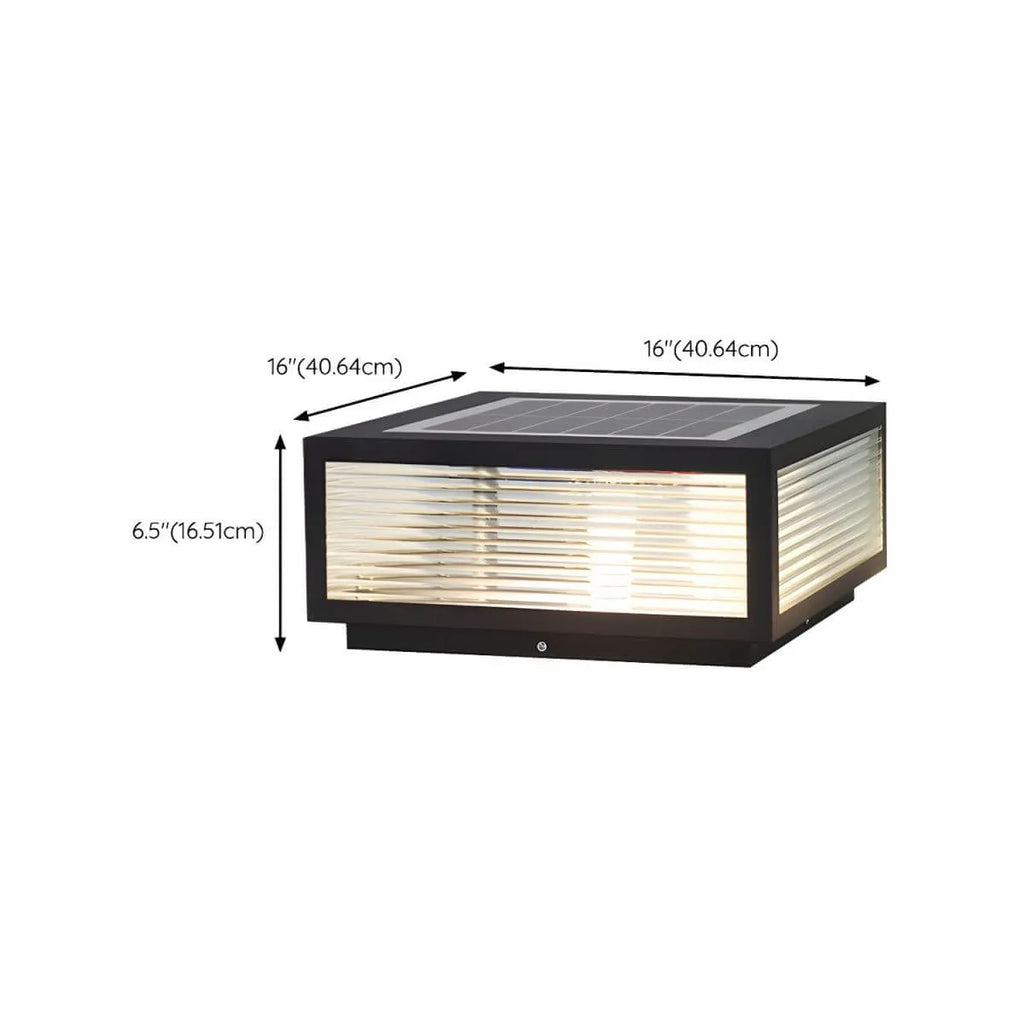 Nordic Square Solar Table Lamp – Black Metal Outdoor Lighting Dimensions